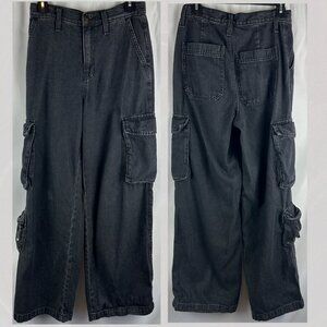 Women's High Rise Wide Leg Denim Cargo Pants -Universal Thread